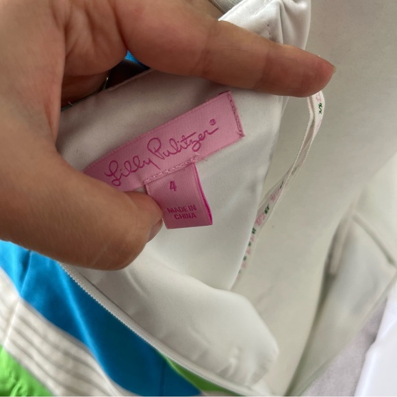 LILLY PULITZER JORDAN STRAPLESS STRIPED MINI DRESS SIZE 4 BLUE AND GREEN - Picture 16 of 16